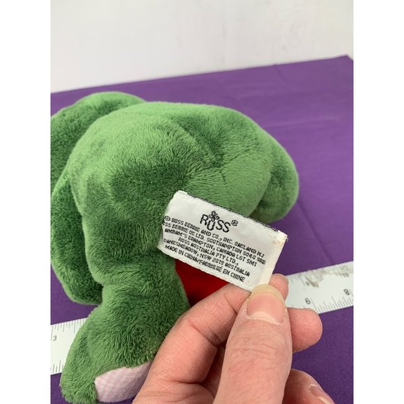 Russ 7 Inch Frog Just For You Envelope Gift Pouch Red Flowers Plastic Eyes Pink - Picture 6 of 11